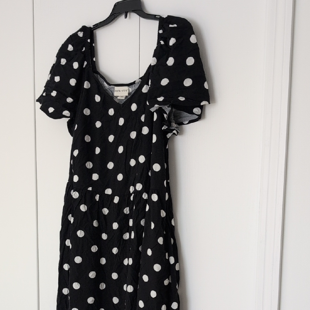 Ava & Viv Black and White Polka Dot Dress - Picture 3 of 3